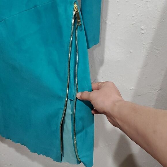 Jean Claude Jitrois Genuine Suede Dress in Teal Size XS - Picture 11 of 17